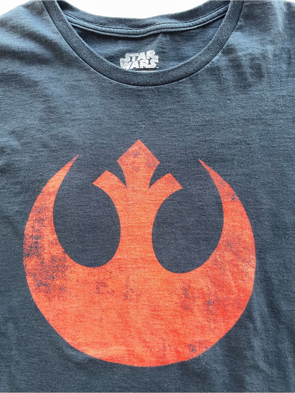 Star Wars Black T-Shirt with Distressed Orange Rebel Emblem